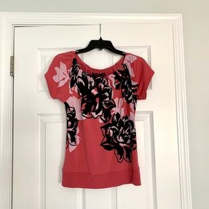 The Limited Pink and Black Floral Blouse
